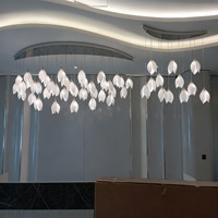 Lustre LED moderne en verre en forme de grande fleur pour salle à manger, villa, salon, escalier – Design personnalisé