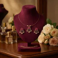 Magnifique ensemble collier et boucles d'oreilles plaqué or avec pendentif chaîne à maillons, pour femme, idéal pour mariage, en moissanite