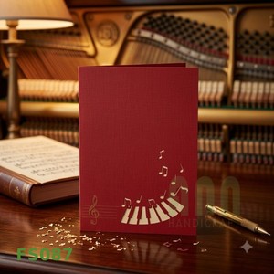 การ์ดอวยพรงานแต่งงาน ขอบคุณ ของขวัญ ทำมือ พิมพ์ลายตามสั่ง รูปทรงเปียโน 3 มิติ ตัดกระดาษแบบไดคัท ผลิตที่ฮานอย ANN - Product Image 2