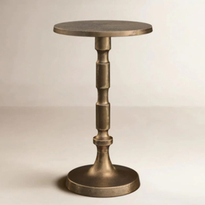 Traditional Brass <b>Round</b> Drink <b>Table</b> Vela Aluminum Casted Drink <b>Table</b> - Product Image 1