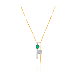 Pendentif en or jaune avec diamant de laboratoire et motif œil porte-bonheur, taille brillant rond, bijou de luxe 14 carats pour femme, tendance et idéal au quotidien - Product Image 1