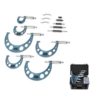 Set di 6 Micrometri per Meccanici, Gamma 0-6 Pollici, Precisione 0,0001 Pollici, Costruzione in Metallo - Product Image 1