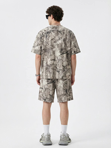 Conjunto de Camiseta y Pantalones Cortos de Verano para Hombre, Estampado de Camuflaje, Talla Grande, Informal, de Spandex/Algodón, Dos Piezas, Ropa Deportiva OEM - Product Image 3