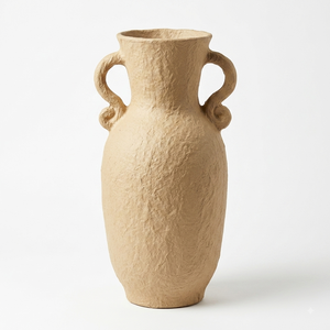 Vase de sol double col en papier mâché abstrait moderne, pot à fleurs sculptural blanc minimaliste, décoration Wabi Sabi pour la maison - Product Image 6