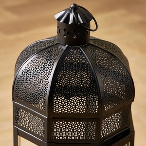 2026 Elegant <b>Black</b> Metal Moroccan Candle Holder <b>Lantern</b> for Ramadan Tabletop Home Decorations - Product Image 3