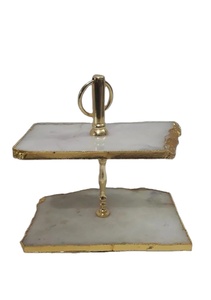 Porte-gâteau élégant en pierre d'agate naturelle polie, support de service d'amour moderne fait à la main étanche pour les événements spéciaux, les fêtes à la maison - Product Image 6