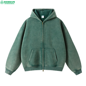 Sweat-shirts à capuche thermiques personnalisés avec fermeture éclair, 420 GSM, coupe classique, ourlet brut, broderies, fermeture éclair, 100% coton molletonné/éponge française - Product Image 3