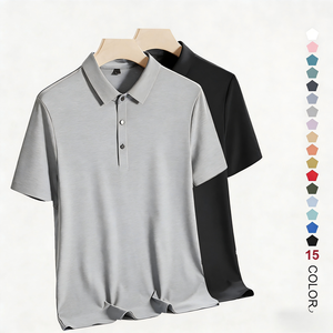 เสื้อโปโลแบบถักสำหรับพนักงาน  ผ้าโพลีเอสเตอร์ผสมคอตตอน  สองสี  รับทำโลโก้ OEM  สำหรับธุรกิจกอล์ฟ  สีดำ - Product Image 1