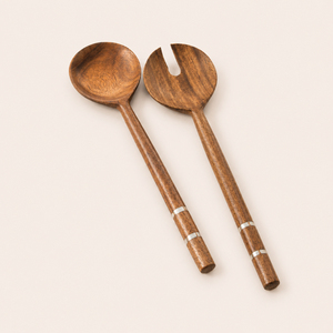 Handcrafted Wood Salad Server Set Long Handle Sustainable <b>Serving</b> <b>Spoons</b> & Forks for Home Restaurant and Hotel Kitchenware - Product Image 6