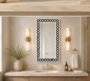 Espejo de Pared de Alta Calidad con Marco Moderno Rectangular, Espejo de Pared con Marco Geométrico Blanco y Negro, Espejo Decorativo Hecho a Mano para el Hogar - Product Image 2