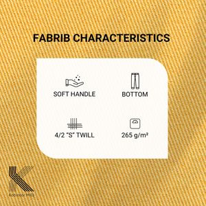 ผ้าทวิลล์คอตตอน 100% หนัก 265 กรัม/ตร.ม. แบบ 4/2 S ทวิลล์ขัดผิวละเอียด สำหรับตัดเย็บเสื้อผ้า กางเกง แจ็คเก็ต ชุดทำงาน และชุดยูนิฟอร์ม - Product Image 3