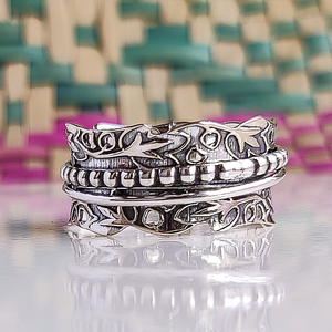 Flower <b>Spinner</b> <b>Ring</b> Floral Fidget <b>Ring</b> Handmade Anxiety Relief <b>Ring</b> Boho Statement Jewelry Meditation <b>Spinner</b> <b>Ring</b> Gift for Her - Product Image 5