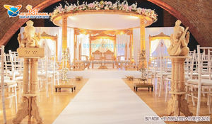 Majestueux FRP Golden Mandap pour les mariages en plein air Le plus beau mariage sur la plage Mandap Royal Outside Maharaja Wedding Mandap UK - Product Image 2