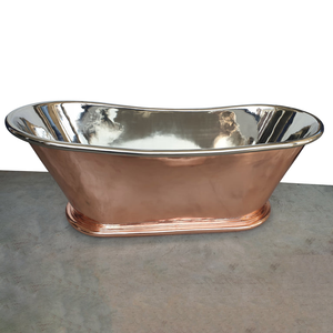 Bañera de Cobre Hecha a Mano, Interior en Níquel, Exterior en Cobre Brillante, Bañera Independiente de Diseño para Spa, Hotel y Baño - Product Image 6