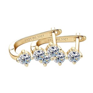 Pendientes de aro de moissanita para mujer, corte redondo, diamantes creados en laboratorio, pendientes tipo Heggie, oro macizo de 10K y 14K, pendientes de aro finos con diamantes. - Product Image 3