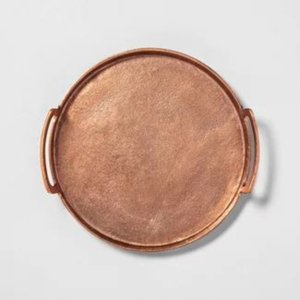 Plateau de service ovale en cuivre à bords festonnés, plateau de service moderne de luxe en or rose, plat à boissons en métal pour la maison, l'hôtel, le restaurant - Product Image 6