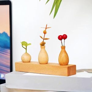 Handmade Wooden Tabletop <b>Vase</b> Modern Minimalist Decorative Flower Holder <b>Mini</b> Floral Display for Home Wedding Decor Gift - Product Image 6