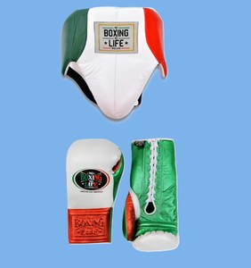Boxing Life Ensemble d'équipement de boxe : Casque, protège-guêtres, gants à lacets, en cuir personnalisé, style mexicain, équipement d'entraînement pour adulte Winning - Product Image 3