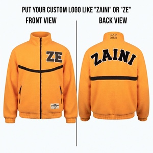 Premium 280 GSM Polar Fleece Stand <b>Jacket</b> Soft Polyester Contrast Panel Custom Chenille Embroidered Logo Full Zip Waterproof - Product Image 1