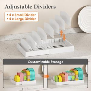 Organizzatore Espandibile per Armadio da Cucina 9.8-17 Pollici con 8 Divisori Regolabili e 9 Scomparti, Porta Coperchi per Contenitori Alimentari - Product Image 3