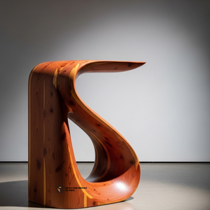 Tabouret en bois en spirale design – Table d'appoint contemporaine en bois massif pour une décoration intérieure moderne - Product Image 3