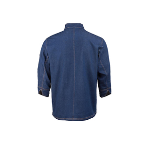 Veste de chef en denim professionnelle de dernière génération pour hommes, manches courtes, fermeture à boutons, uniforme de restaurant et de bar, bleu - Product Image 2