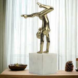 Jaffs Exports Aluminium 28cm H X 8cm W X 21.5cm L Golden Gymnast Figurine Sculpture Handmade Artistic Modern Tabletop Decor Home - Product Image 5