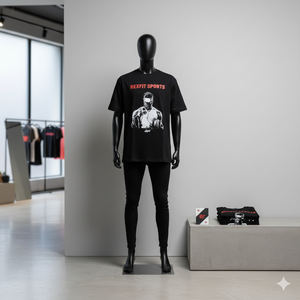 เสื้อยืดแขนสั้นผู้ชาย พิมพ์ลายสกรีน โอเวอร์ไซส์ ผ้าฝ้ายหนา สตรีทแวร์ พิมพ์ลายสกรีนตามสั่ง ทรงไหล่ตก - Product Image 4
