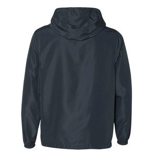 Veste coupe-vent à capuche pour homme, marine, décontractée, respirante, en polyester, vêtement d'extérieur pour le printemps, couleur unie, fermeture éclair sur le devant - Product Image 6
