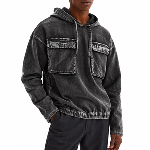 Sudadera con Capucha Unisex de Moda, 100% Algodón, Estilo Oversize, Lavado Ácido, con Bolsillos Cargo, Estilo Urbano, Hip Hop - Product Image 1