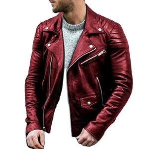 <b>Men</b> Winter Genuine Leather Canvas Motorcycle Bomber <b>Jacket</b> Zipper Faux <b>Fur</b> Fleece Pilot Vintage Waterproof Windproof Black Red - Product Image 1