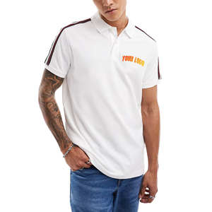 T-shirt polo zippé décontracté pour homme, 100% coton, grande taille, coupe ample, manches courtes, logo imprimé personnalisé. - Product Image 5