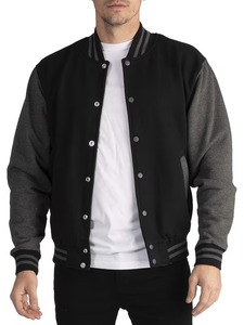 เสื้อแจ็คเก็ตเบสบอลแบบ Letterman สีดำเทา ปักลายตามสั่ง สำหรับผู้ชาย ผ้าฝ้าย 100% ระบายอากาศได้ดี เป็นมิตรกับสิ่งแวดล้อม สไตล์ High Street รับผลิตแบบ OEM - Product Image 2