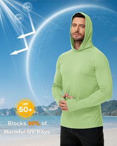 เสื้อตกปลาผู้ชายแบบมีโลโก้สั่งทำพิเศษ ป้องกันรังสียูวี UPF 50+ ระบายอากาศได้ดี แขนยาว มีรูสำหรับนิ้วโป้ง เหมาะสำหรับกีฬากลางแจ้ง - Product Image 4