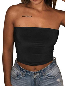 <b>Women's</b> <b>Strapless</b> Knitted Tank <b>Top</b> Solid Color Minimalist Regular Length Beige Casual Wear - Product Image 4