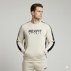 Fleece Crewneck Men's Winter Sweatshirt 100% Cotton Long Sleeve Thermal Breathable Customizable High Quality Custom Made - Product Image 1