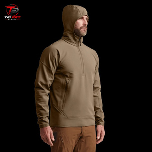 Sudadera con capucha TriPro Sports para hombre, color marrón coyote, con cremallera de un cuarto, forro polar grueso, 100% poliéster, para caza en invierno, ajustada. - Product Image 2