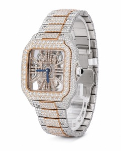 Luxury <b>Diamond</b> Encrusted Square Mechanical <b>Watch</b> Analog Women's Stainless Steel Band - Product Image 3