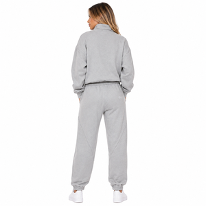Conjunto de sudadera con cuello alto y pantalón, sudaderas con capucha personalizadas con cremallera frontal y ribete, chándal de invierno para mujer al por mayor, Athleisure de fábrica - Product Image 2