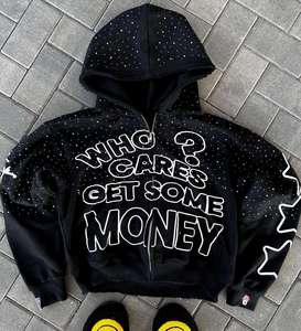 Sweat à capuche oversize décontracté en coton French Terry avec logo personnalisé, effet délavé, imprimé graphique et logo en relief pour streetwear - Product Image 1