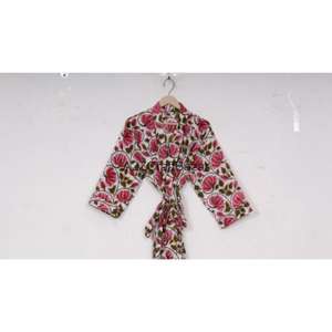 Bata Kimono 100% Algodón con Estampado Floral, Transpirable y Romántica, para Mujer, Ropa de Noche de Verano, Túnica de Playa con Logo Trasero - Product Image 6