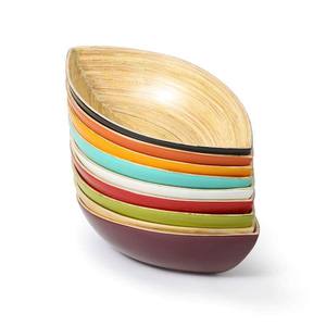 Bol à salade en bambou naturel coloré de style bohème fait à la main au Vietnam, de haute qualité, durable, écologique, sans BPA, léger - Product Image 5