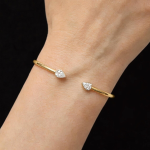 กำไลข้อมือเพชรทรงหยดน้ำ DEF-VVS สีทองคำขาว 14K ประดับเพชรเม็ดเล็ก 0.40 กะรัต เพชรเลี้ยงในห้องปฏิบัติการ กำไลแบบเปิดสำหรับผู้หญิง - Product Image 3