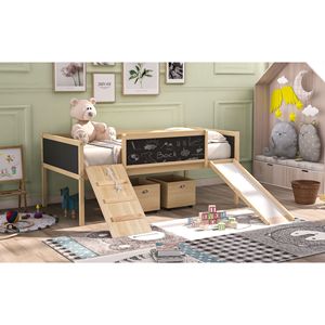 Letto a soppalco singolo con due contenitori in legno naturale per bambini (vecchio SKU LP000075AAM) - Product Image 3