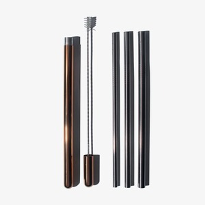 Pailles à boire réutilisables en acier inoxydable modernes, ensemble de pailles métalliques écologiques pour bar - Product Image 2