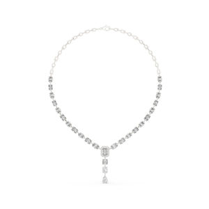 สร้อยคอเพชรทรงรัศมี/มรกต/ทรงหมอน/ทรงหยดน้ำ ทองคำขาว 14k สำหรับงานหมั้น |   เพชรที่เพิ่งเพาะเลี้ยง - Product Image 1