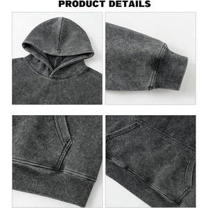 New Year 2025 Wholesale High Quality Heavyweight <b>Fleece</b> Oversized Hoodies Regular Fit Men's Custom Embroidered Vintage Acid Wash - Product Image 3
