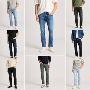 <b>Men</b> Straight Leg Denim <b>Jeans</b> Classic Fit High Quality Cotton Custom Logo Stretch Denim Pants <b>for</b> <b>Men</b> Wholesale Stock OEM Factory - Product Image 1