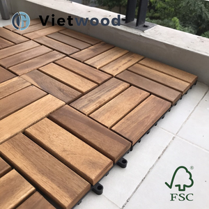 Baldosas de Madera de Acacia Encajables, Impermeables, para Pisos de Patio Exterior - Product Image 3