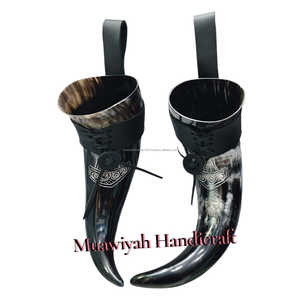 Cuerno de Buey de la Mejor Calidad, Pulido, Estilo Antiguo, con Soporte de Cuero para Decoración de Fiestas Vikingas, con Tamaño y Logotipo Personalizables - Product Image 5